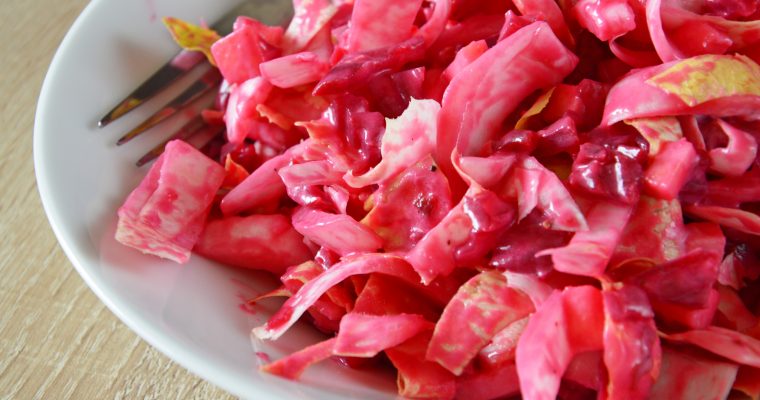 Roze supersalade – Witlof met rode bietjes en appel